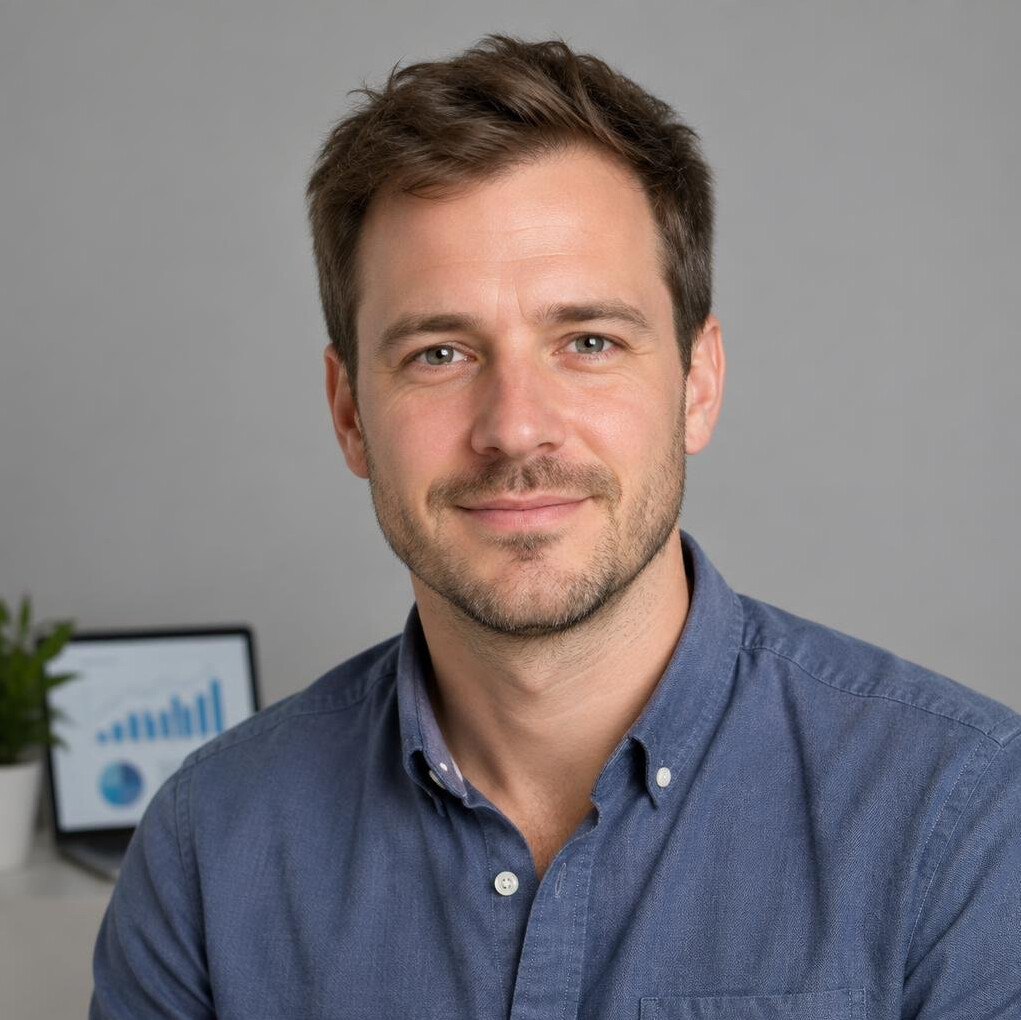 Portrait of a man with short hair analyst